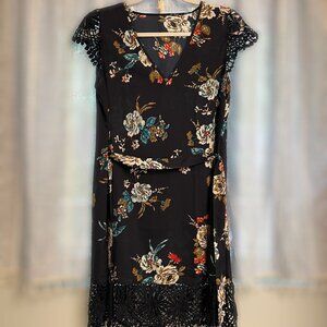 Navy Blue Floral Dress Size L